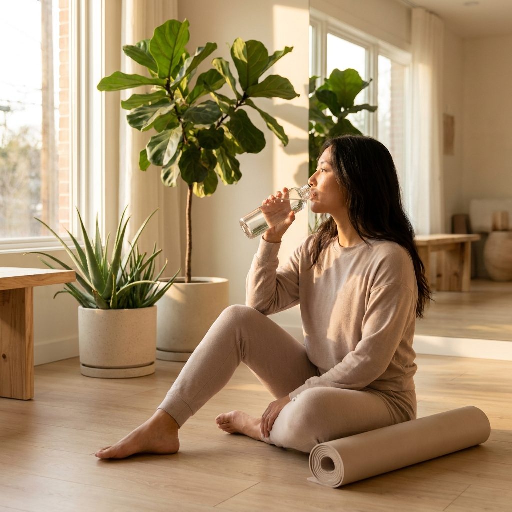 A bright, calm wellness moment at home
